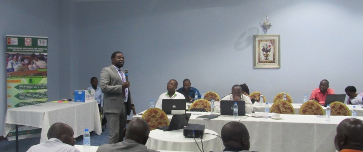 Mr. Muhindo James of ACODE conducting election of the new steering committee of Uganda Forest Working Group (UFWG), which took place on 12th March 2020 at Imperial Royale Hotel in Kampala